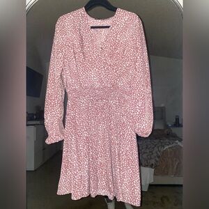 Amazon pink white leopard long sleeve dress Large